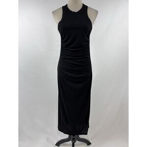 Donna Karan New York Jersey Tank Dress Black Small Maxi Ruched Cutaway